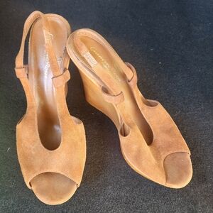 Gianvito Rossi Brown Suede Wedge Sandals